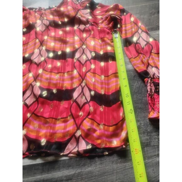 Joie Women's Size Large Colorful Long Sleeve Chiffon Blouse - Picture 3 of 7